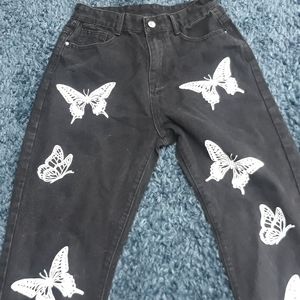 Romwe brand size small black butterfly jeans
